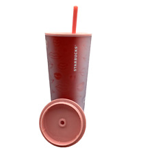 Starbucks Tumbler Pink Frosted Lips Hearts With Straw 24 oz 2021 Valentines Day picture