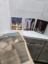 3 Official NASA Apollo 4 Press 8x10 Photographs +1968 Cape Kennedy Newspaper  picture