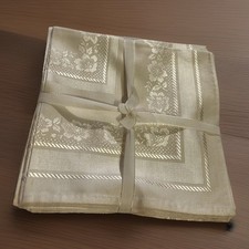 Vintage Fine Ivory Napkins 15.75” Damask Floral Set Of 6 NOS picture