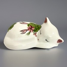 Pink & White Floral Kitty Cat Figurine 8