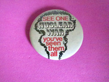 Vintage 1980s Anti-Nuclear War Protest Pinback Button See One Nuclear War... picture