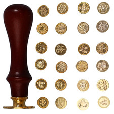 24 Pcs Wax Seal Stamp Kit, Vintage Classic Brass Wax Stamp Seal Head picture