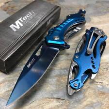 M-Tech Spring Assisted Blue/Silver Aluminum Tactical Rescue Pocket Hunting Knife picture