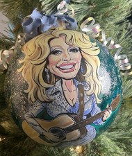 Dolly Parton 8” Hand Painted Christmas Ornament Shatterproof Original Artwork picture
