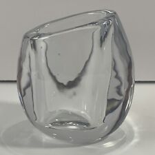 Mid Century Modern Small Heavy Crystal Art Glass Vase~Paperweight~Minimalist picture