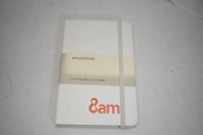 Moleskine White Hardcover Notebook Ruled 8am Logo Elastic Closure New 7x4.5