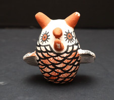 ATQ Zuni Pueblo Signed Owl Pottery Native American Statue Sculpture Figure 3
