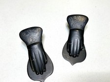 Pair Antique Style Black Hand Letter Paper Clips Engraved Floral Cuffs picture