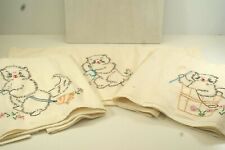 Lot of 3 Vintage Dish or Tea Towels, Cats or Kittens, Embroidered, 20 X 36 in picture
