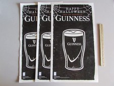 NEW (3) Guinness Happy Halloween Double Sided Pint Glass Poster Beer Man Cave  picture