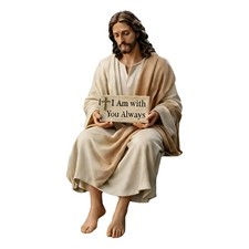 Sitting Jesus Christ Statue Religious Resin Jesus Figurine I am with you always picture
