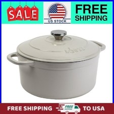 Lodge Cast Iron 5.5qt Oyster White Enameled Dutch Oven picture