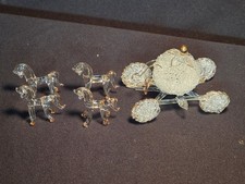 Cinderella's Pumpkin Coach Crystal Glass Carriage Horses Spun Blown Gold Trimmed picture