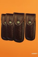 Lot Of 5 Dark Brown Leather Sheath for Buck 110 Pocket Folding Knife Pouch Cover picture