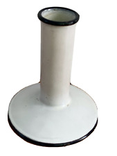 vtg enamelware CANDLE HOLDER stick white black tin metal bed chamber old antique picture