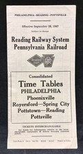 Reading RR Time Tables- Philadelphia, Phoenixville, Pottsville (Sept 28, 1947) picture