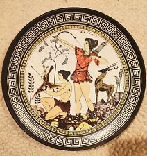Vintage Greek Mythology Painted Terracotta Collectible Ceramic plate Aptemis 7