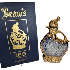 VTG 70’s JIM BEAM Decanter Cherubs Weeping Gold/Blue Regal USA Made W Box Decor picture