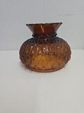 Vintage Amber Glass Quilted Hurricane Oil Lamp Electric Shade 7