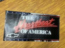 Chevy Heartbeat of America Banner 46x24 Chevrolet Garage Wall Decor Truck Shop picture