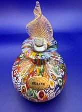 Murano Millefiori Perfume Bottle Gold Leaf Stopper Campanella Vintage picture