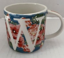 Anthropologie Mug W Floral Short Whitney Wendy Wanda Willow Initial Coffee Tea picture