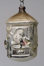 Antique VTG Glass Embossed Multi Outdent BIRD HOUSE Christmas Ornament Germany picture