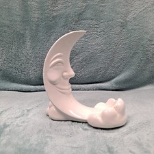 VINTAGE FITZ & FLOYD CERAMIC PORCELAIN MOON WHIMSICAL Celestial CANDLE HOLDER picture