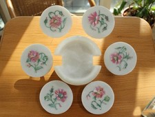 Handcrafted Marble Inlay Coaster Set Natural Stone Drink Coasters Pietra Dura picture