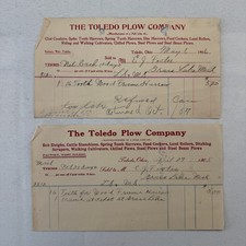 The Toledo Plow Company Invoice Receipt Document Lot 2x 1906 1908 Antique picture