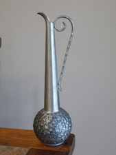 Vintage Perletinn Norway Pewter Pitcher Vase    10-1/4