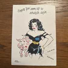 Vintage 1950's Al Capp LI'L ABNER Greeting Card Moonbeam McSwine Get Well 5x7in picture
