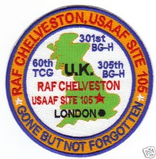 USAF BASE PATCH, RAF CHELVESTON, USAAF SITE 105, U.K. GONE BUT NOT FORGOTTEN Y picture