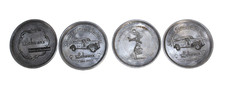 VTG Schwan's Family of Businesses Pewter Silver Color Metal Coasters Set of 4 picture