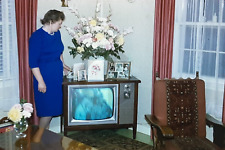 Classy Lady Standing Next to TV Playing McHale's Navy? - 1960's 35mm Slide picture