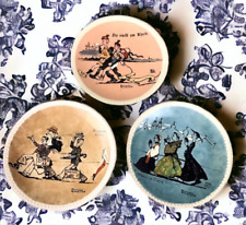 Set of THREE Vintage NEWELL POTTERY Norman Rockwell Collector Decorator Plates picture