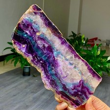 1.33LB Natural Rainbow Fluorite Slice Crystal Heal Quartz Ornament Decor picture