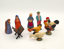 Antique 1920s-1930s German Putz Composition Nativity & Farm Figure Lot picture