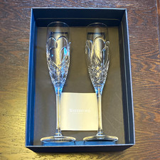 Waterford Crystal Cut Stemmed Champagne Flutes 6 oz Set of 2 w/ Box picture