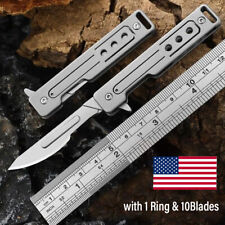EDC Folding Utility Knife Keychain Cutter Scalpel Blade Pocket Outdoor Tool USA picture