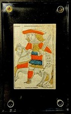 c1735 Authentic Cavalier Woodblock Antique Naipes Spanish Pattern Playing Card picture
