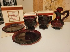 Vtg Avon Cape Cod Ruby Red Lot Sugar Creamer Cruet Butter Bread Dish 3 Boxes picture
