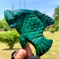 135G  Rare Natural Malachite quartz hand Carved fish Crystal Healing picture