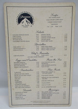 Vintage PARAMOUNT Commissary MENU Fancy Embossed 9