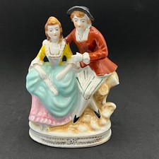 Occupied Japan Porcelain Colonial Couple Figurine Mid Century Victorian Duo picture