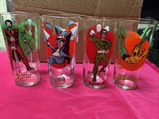 Lot Of 4 Vtg Pepsi Super Series 1976 Glasses Joker Penguin, Riddler, And Aquaman picture