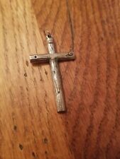 Vintage Silver Metal Pendant Cross Crucifix Italy J.X.P. Pax Et Amor St. Francis picture