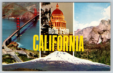 c1960s Hello From California Multi-View Capitol Yosemite Vintage Postcard picture