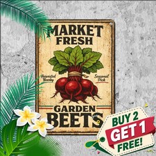 Fresh Locally Grown Carrots Metal Sign Vintage Farm Market Kitchen Tin Plaque picture