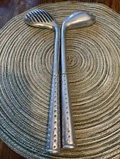 Silver Metal Pewter Aluminum Golf Club Solid and Slotted Serving Spoons  12 3/4